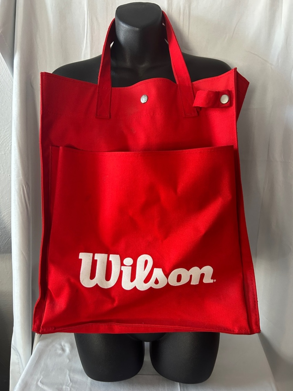 VTG Wilson Sporting Red Canvas Tennis/Racquet BallTote with Front Patch Pocket